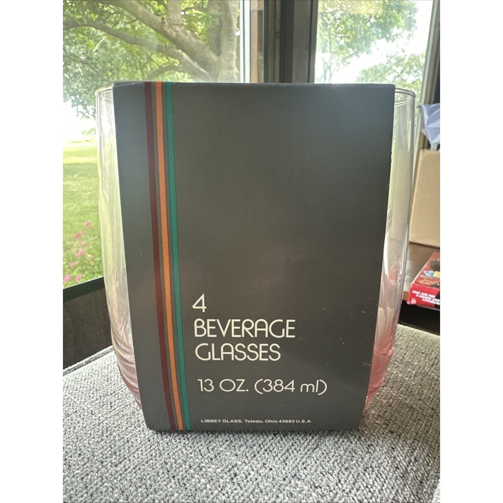 New‎ Set of 4 Libbey 13 oz Pink Beverage Glasses